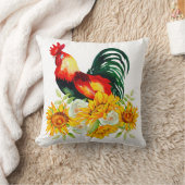 ニワトリとサンフラワーズファームハウス装飾用クッション クッション (ブランケット)