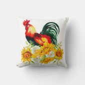 ニワトリとサンフラワーズファームハウス装飾用クッション クッション (正面)