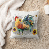 ニワトリとサンフラワーズファームハウス装飾用クッション クッション (ブランケット)