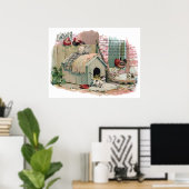 ニワトリとネコと吠える犬 ポスター (ホームオフィス)