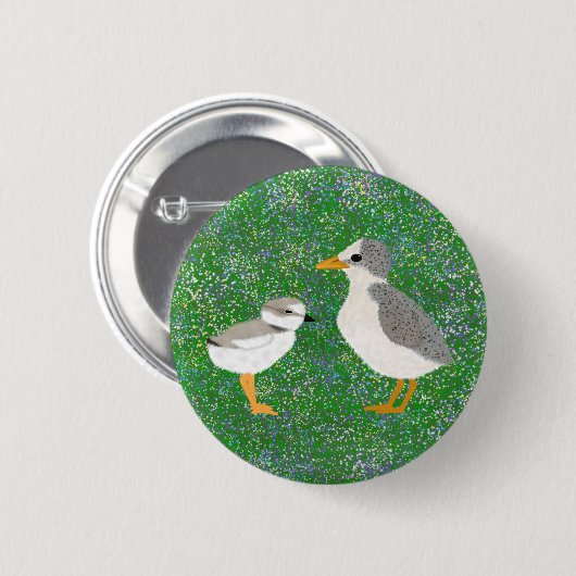 ニワトリとパイピングのパイピングのチクが咲く野草 缶バッジ (正面&裏面)