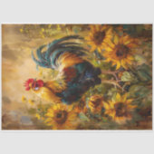 ニワトリとヒマワリの油絵デコページ 薄葉紙 (正面)