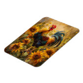 ニワトリとヒマワリ油絵柔軟 マグネット (左側)