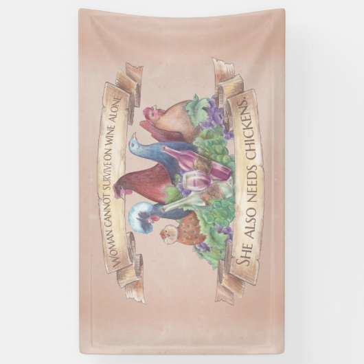 ニワトリとワイン 横断幕 (縦)