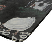 ニワトリと一緒に田舎の農場の風景 カッティングボード (角)