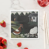 ニワトリと一緒に田舎の農場の風景 スタンダードランチョンナプキン (インサイチュ)