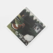 ニワトリと一緒に田舎の農場の風景 スタンダードランチョンナプキン (角)