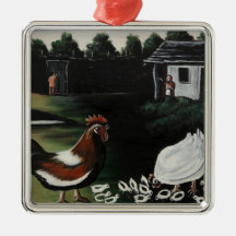 ニワトリと一緒に田舎の農場の風景