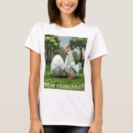 ニワトリと卵のどちらが先にできたのか Tシャツ