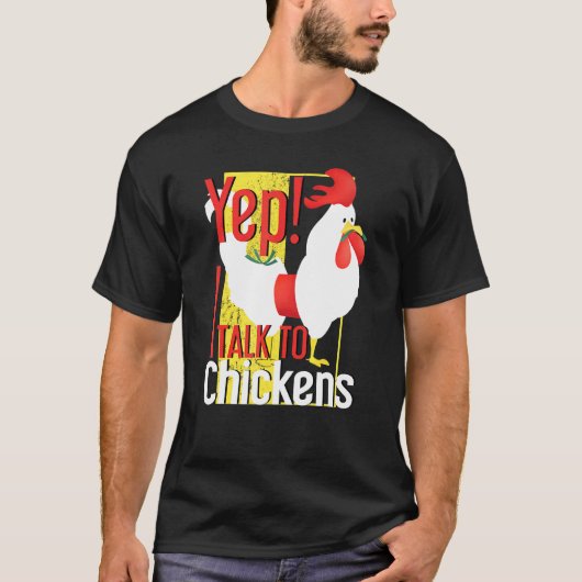 ニワトリと話してるよ Tシャツ (正面)