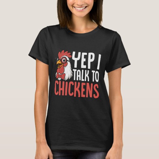 ニワトリと話す学者 ニワトリ オンドリ Tシャツ (正面)