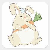 ニワトリと調理師としてのバニー スクエアシール (正面)