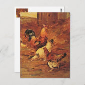 ニワトリと雌鳥 ポストカード (正面/裏面)