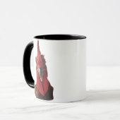 ニワトリに追われることもなく、コーヒーを見せる マグカップ (正面左)
