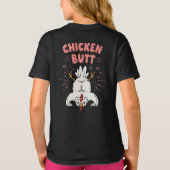 ニワトリのお尻なんて当ててみな Funny Preppy Tシャツ (裏面)