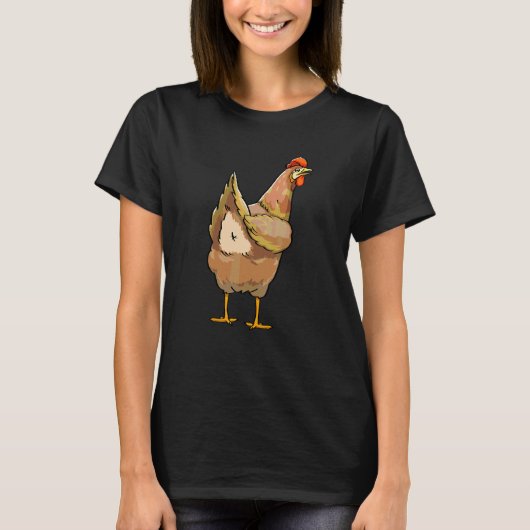 ニワトリのお尻フード 女性が好きなチキンフーディー Tシャツ (正面)