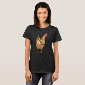 ニワトリのお尻フード 女性が好きなチキンフーディー Tシャツ (正面フル)