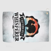 ニワトリのささやき人 おもしろTシャツ ゴルフタオル (横)