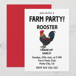 ニワトリのふれあい動物園の招待状　早起きのユーモアあふれるニワトリ 招待状