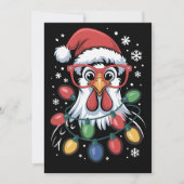ニワトリのクリスマスツリーライト 農場の動物 サンタ シーズンカード (正面)