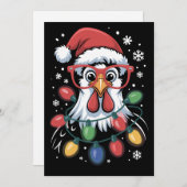 ニワトリのクリスマスツリー ライト 農場の動物 サンタ シーズンカード (正面/裏面)