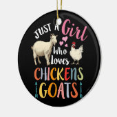 ニワトリのヤギを愛する女の子だけの農家 セラミックオーナメント (左)
