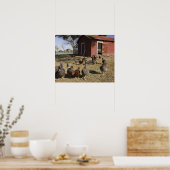 ニワトリの作業場近くのヘンハウスクライバーン ポスター (キッチン)