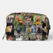 ニワトリの写真コラージュ、トイレタリーバッグ ドップキット (裏面)