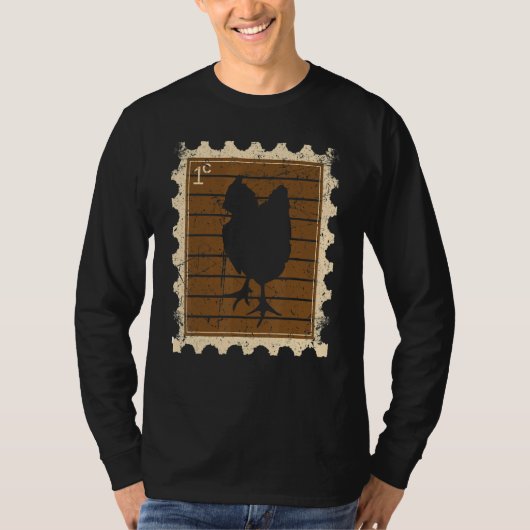 ニワトリの切手 Tシャツ (正面)