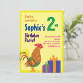 ニワトリの動物の子供のバースデーパーティ招待状 招待状 (スタンド正面)