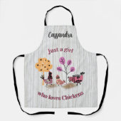 ニワトリの国フォーク芸術を愛する女の子 エプロン (正面)
