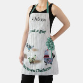 ニワトリの国フォーク芸術を愛する女の子 エプロン (インサイチュ)