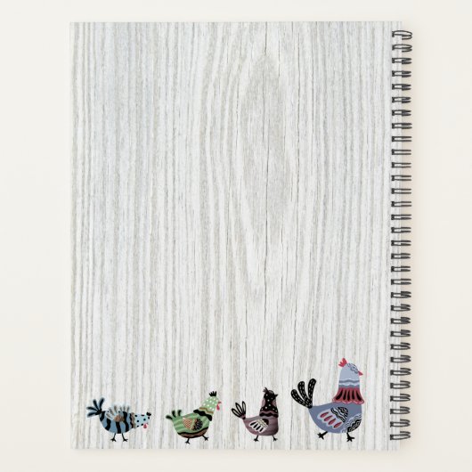 ニワトリの国フォーク芸術を愛する女の子 プランナー手帳 (裏面)