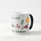 ニワトリの国フォーク芸術を愛する女の子 モーフィングマグカップ (正面右)