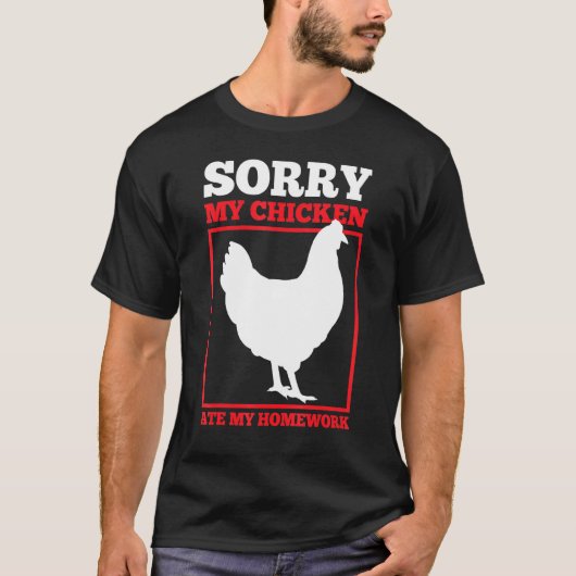 ニワトリの宿題 おもしろい バックトゥスクール 学生 Tシャツ (正面)