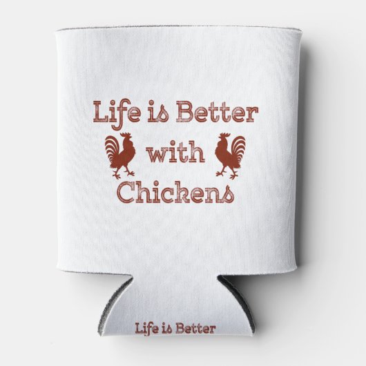 ニワトリの方が人生おもしろいだユーモアのある 缶クーラー (正面)