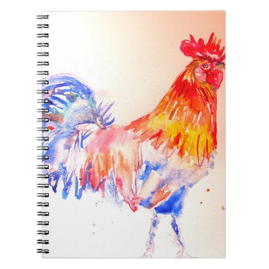 ニワトリの水彩画 鳥 キッズ 男の子 ノートブック (正面)