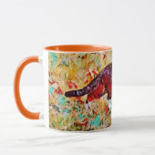 ニワトリの猫カラフルマグカップ マグカップ (左)