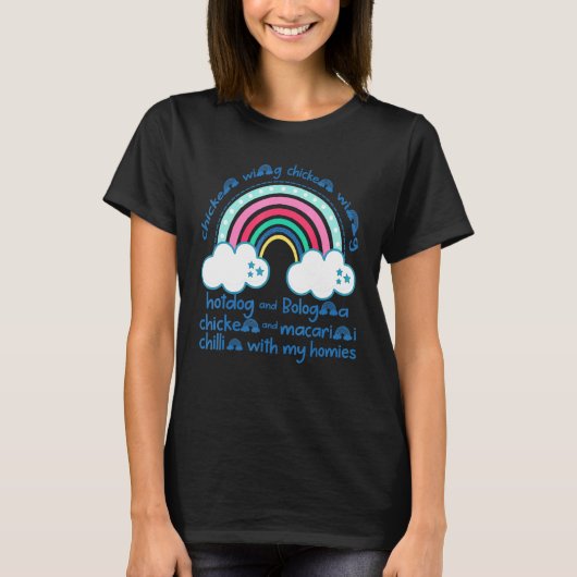 ニワトリの翼 ニワトリの翼 ホットドッグ 虹色 Ou Tシャツ (正面)
