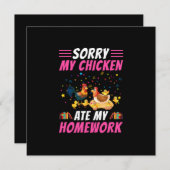 ニワトリの芸術 私のニワトリが宿題を食べた シーズンカード (正面/裏面)