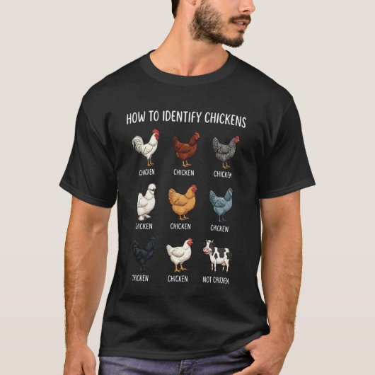 ニワトリの見分け方 Tシャツ (正面)
