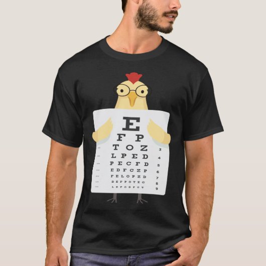 ニワトリの視力検査表 Tシャツ (正面)