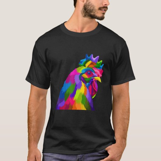 ニワトリの雄 鳴き声 多色 Tシャツ (正面)