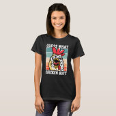 ニワトリの面白画像  ニワトリのお尻を見て何だと思う？ Tシャツ (正面フル)