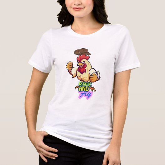 「ニワトリのRise and Fly」Tシャツ トライブレンドＴシャツ (正面)