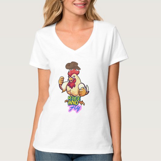 「ニワトリのRise and Fly」Tシャツ Tシャツ (正面)
