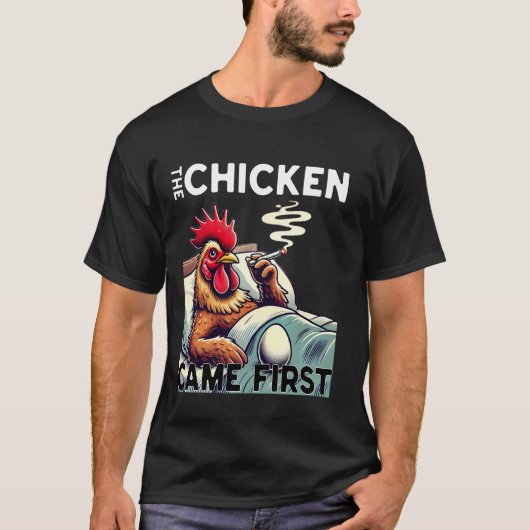 ニワトリは先か卵は先か Tシャツ (正面)