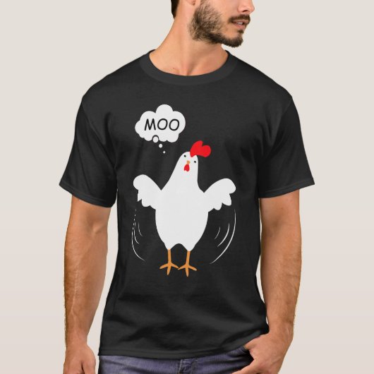 ニワトリも「モー」牛の鳴き声 'MOO Tシャツ (正面)
