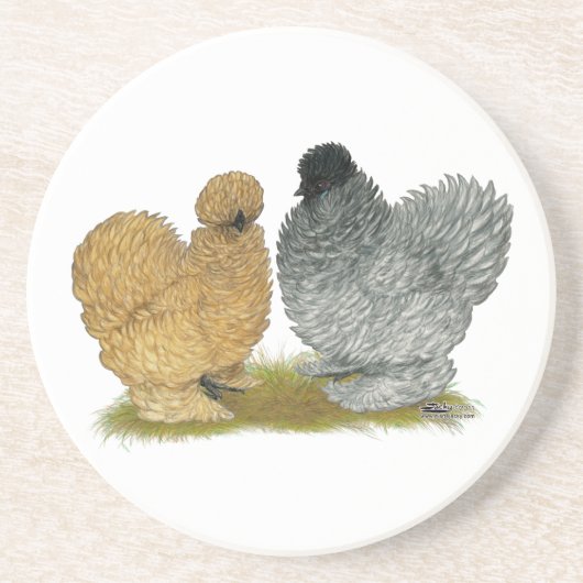 ニワトリを口絞りする コースター (正面)