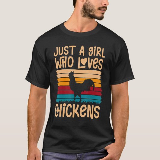 ニワトリを愛するジャストガール収穫農業バー Tシャツ (正面)